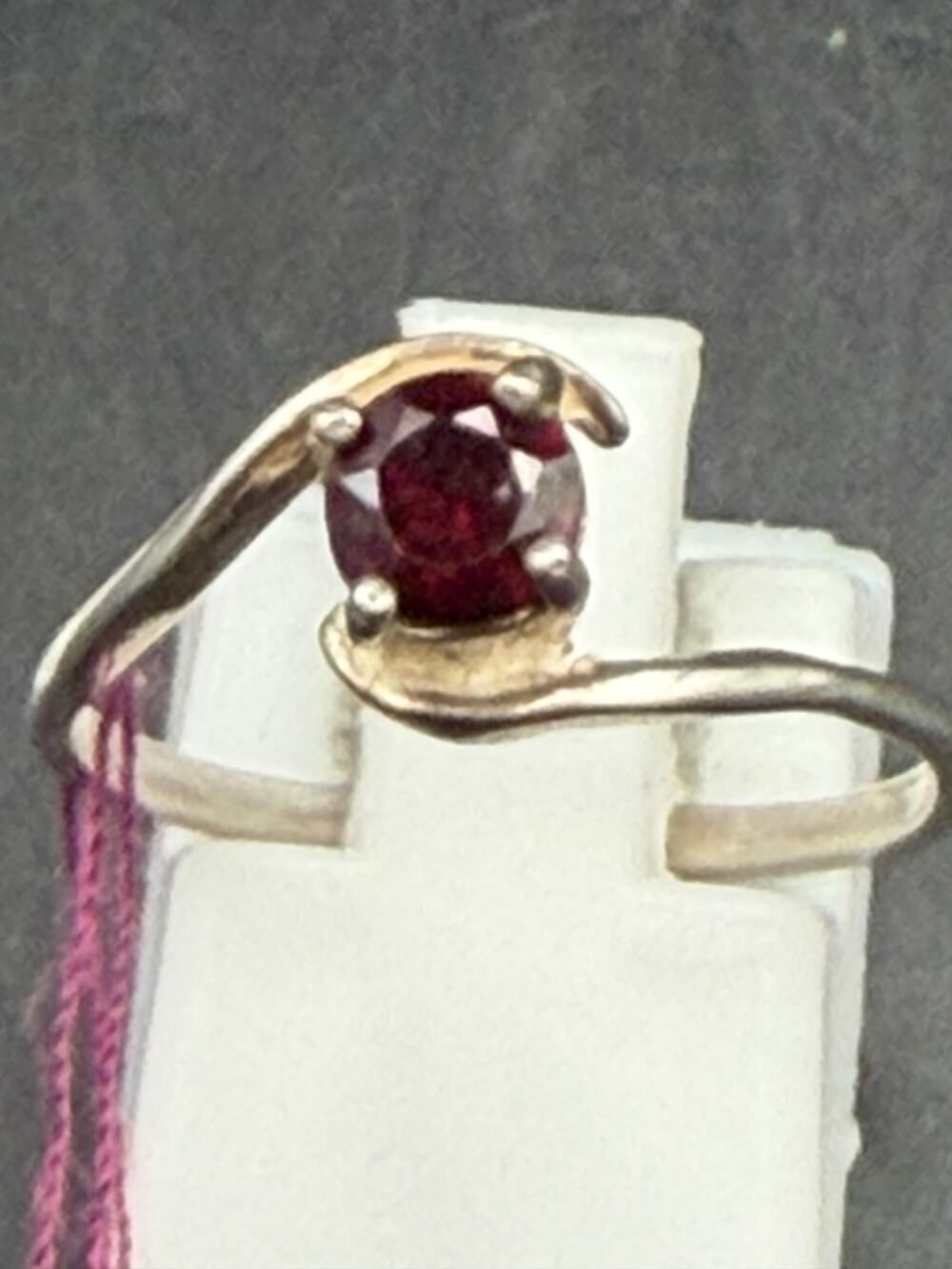 Vintage "New" Sterling Silver Red Stone Ring Size 8
